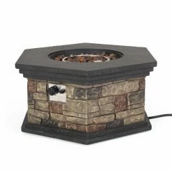 Cheapest 🧨 Best Selling Home Decor All Other Shapes Lowan Outdoor 40,000 BTU Lightweight Concrete Octagonal Fire Pit (No Tank Holder) 🎉