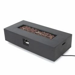 Outlet 👍 Best Selling Home Decor Rectangle Anchorage Outdoor 50,000 BTU Rectangular Fire Pit (No Tank Holder) - Dark Gray Lightweight Concrete 🔥