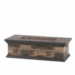 Brand new 🔥 Best Selling Home Decor Rectangle Lowan Outdoor 50,000 BTU Lightweight Concrete Rectangular Fire Pit (No Tank Holder) 👏