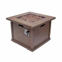 Top 10 🎁 Best Selling Home Decor Aleezah Outdoor 40,000 BTU Lightweight Concrete Square Fire Pit - Brown Wood Pattern 👏