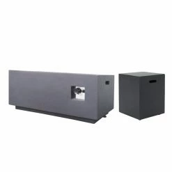 Coupon ⭐ Best Selling Home Decor Rectangle Anchorage Outdoor 40,000 BTU Rectangular Fire Pit - Dark Gray 🎁