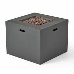 Best Sale 👍 Best Selling Home Decor Anchorage Outdoor 40,000 BTU Lightweight Concrete Square Fire Pit - Dark Gray 🌟