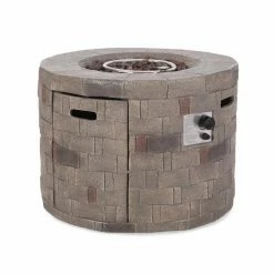 Best reviews of 🎁 Best Selling Home Decor Round Aleisa Outdoor 50,000 BTU Lightweight Concrete Circular Fire Pit - Brown ⌛
