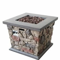 Best reviews of 🎉 Best Selling Home Decor Ever Outdoor 40,000 BTU Lightweight Concrete Square Fire Pit 🥰