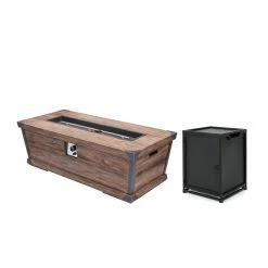 Promo 🛒 Best Selling Home Decor Rectangle Erato Outdoor 50,000 BTU Lightweight Concrete Fire Pit With Tank Holder 🎁