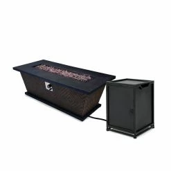 Hot Sale ๐ Best Selling Home Decor Rectangle Aidan Outdoor 50,000 BTU Lightweight Concrete Rectangular Fire Pit With Tank Holder ๐