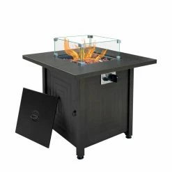 Deals 🔔 Square Caesar Fireplace 28-inch Steel Fire Pit Table With Hideaway Tank Holder ✔️
