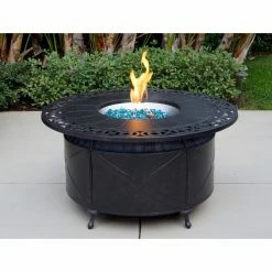 Promo 😍 Round AC Home Cast Aluminum 47 Diam. Fire Table 👏