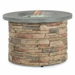 Deals 🛒 Sego Lily Sage 35 In. Round Stone Fire Table ⌛