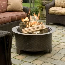 Coupon ⌛ Round CobraCo Woven Cast Iron 29 Diam. Fire Pit 🌟