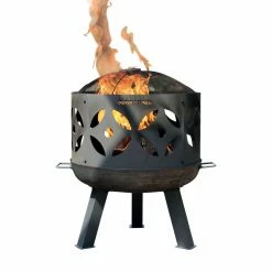 Wholesale 🎉 Round Sunnydaze Decor Retro Cast Iron 26.5 In. Fire Pit With Spark Screen 🎉