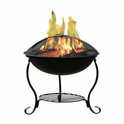 Brand new ✨ Round Sunnydaze Decor Elegant 18.75 In. Fire Bowl With Spark Screen And Log Holder 🧨