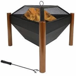 Cheapest ๐งจ Sunnydaze Decor All Other Shapes Sunnydaze 31 In. Triangle Fire Pit With Log Grate And Spark Screen ๐ฅฐ