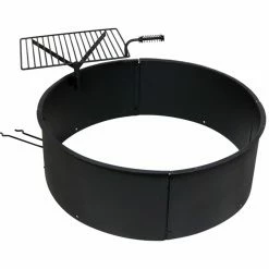 Brand new 😀 Round Sunnydaze Decor Heavy Duty Camping 36 Diam. Fire Ring With Detachable Rotating Cooking Grate 🧨