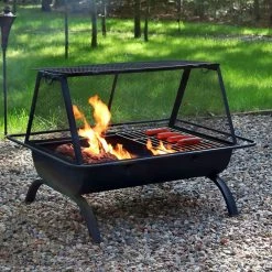 Hot Sale 🤩 Rectangle Sunnydaze Decor Northland 36 In. Grill Fire Pit With Spark Screen And Free Cover 😀