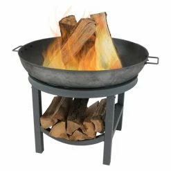 Outlet ⭐ Round Sunnydaze Decor 30 Diam. Fire Pit With Log Storage ✨
