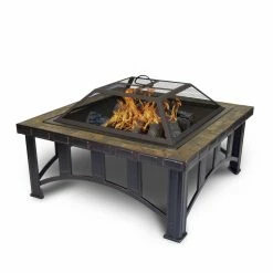 Outlet ๐ Outdoor Leisure Products Decorative Slate 30 Inch Square Steel Fire Pit ๐คฉ