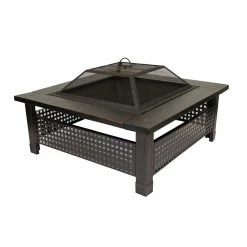 Wholesale 🎉 Outdoor Leisure Products 30 Inch Square Steel Fire Pit With Checkerboard Mesh Walls And Oil Rubbed Bronze Finish 🔥
