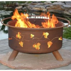 Best Pirce 🎉 Round Patina Grapevine 31 Diam. Fire Pit With Grill And Free Cover 😍