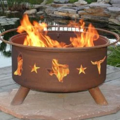 Wholesale 🎁 Round Patina Lonestar 31 Diam. Fire Pit With Grill And Free Cover ⭐