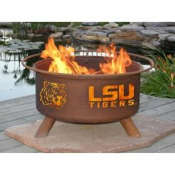 Outlet ๐ Round Patina College Sports 31 Diam. Fire Pit With Grill And Free Cover ๐งจ