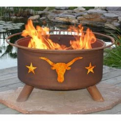 Best Sale ⭐ Round Patina Texas Longhorns 30 Diam. Fire Pit Set With Grill And Free Cover 🥰