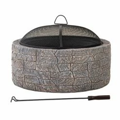 Deals ⭐ Sunjoy Stone 26 Inch Round Wood-Burning Fire Pit ❤️