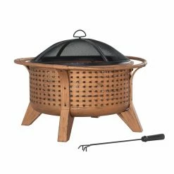 Best deal ๐งจ Sunjoy 30 Inch Woven Round Wood Burning Fire Pit โจ