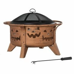 Best reviews of 🎁 Sunjoy 30 Inch Jack-o-Lantern Motif Round Wood Burning Fire Pit 🤩