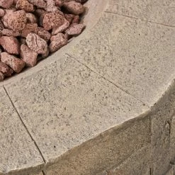 Best reviews of 🎁 Best Selling Home Decor Round Aleisa Outdoor 50,000 BTU Lightweight Concrete Circular Fire Pit - Brown ⌛ -Fire Pits & Tables Online Shop scaleBSHD4608