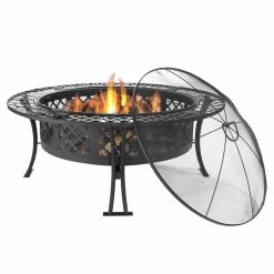 Coupon 😍 Round Sunnydaze Decor Diamond Weave 40 Diam. Fire Pit With Spark Screen 😉 -Fire Pits & Tables Online Shop scaleNETH678