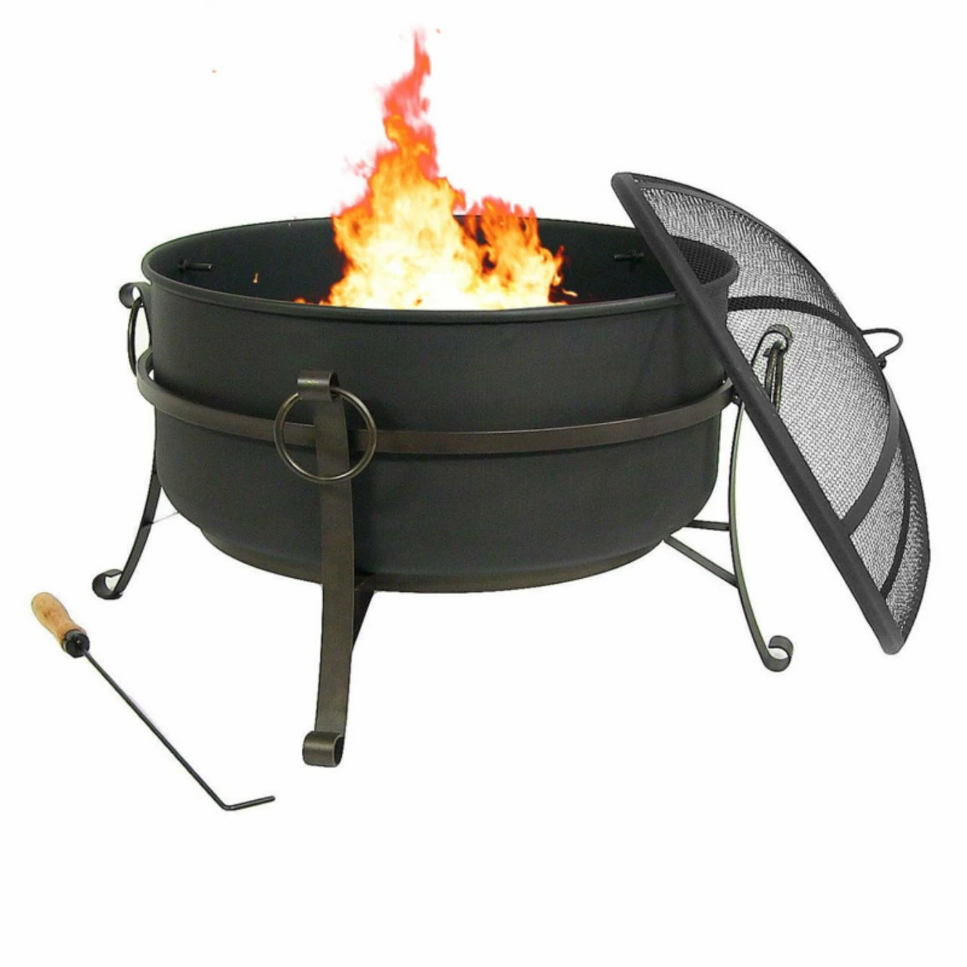 Budget ⭐ Round Sunnydaze Decor Steel Cauldron Fire Pit With Spark Screen 🛒 5 Budget ⭐ Round Sunnydaze Decor Steel Cauldron Fire Pit With Spark Screen 🛒 - Image 5