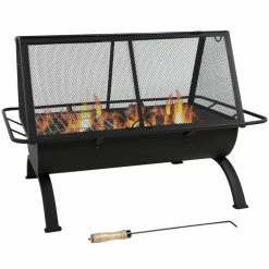Hot Sale 🤩 Rectangle Sunnydaze Decor Northland 36 In. Grill Fire Pit With Spark Screen And Free Cover 😀 -Fire Pits & Tables Online Shop scaleNETH697