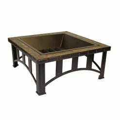 Outlet 👍 Outdoor Leisure Products Decorative Slate 30 Inch Square Steel Fire Pit 🤩 -Fire Pits & Tables Online Shop scaleOLP236