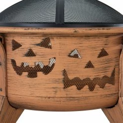 Best reviews of 🎁 Sunjoy 30 Inch Jack-o-Lantern Motif Round Wood Burning Fire Pit 🤩 -Fire Pits & Tables Online Shop scaleSUNR1214